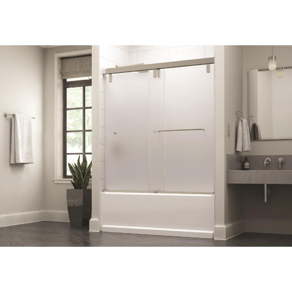 Simplicity 60 x 59-1/4 in. Frameless Mod Soft-Close Sliding Bathtub Door in Nickel with 3/8 in. (10mm) Clear Glass - Super Arbor