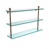 Mambo 22 in. L  x 15 in. H  x 5 in. W 3-Tier Clear Glass Bathroom Shelf in Antique Copper - Super Arbor