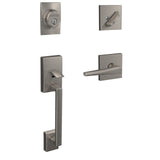 Schlage Custom Century Matte Black Single Cylinder Handleset with Eller Door Lever and Kinsley Trim