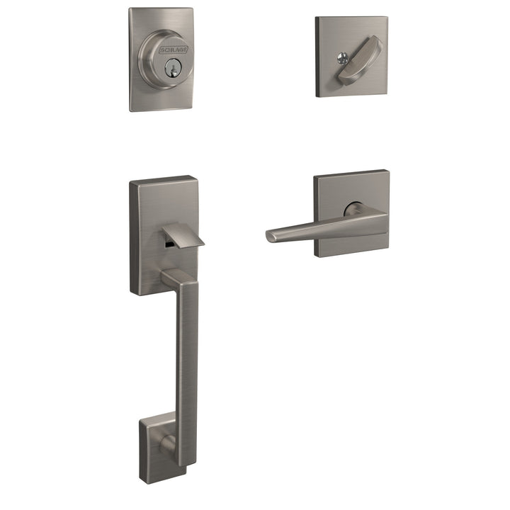 Schlage Custom Century Single Cylinder Handleset with Eller Lever, Aged Bronze