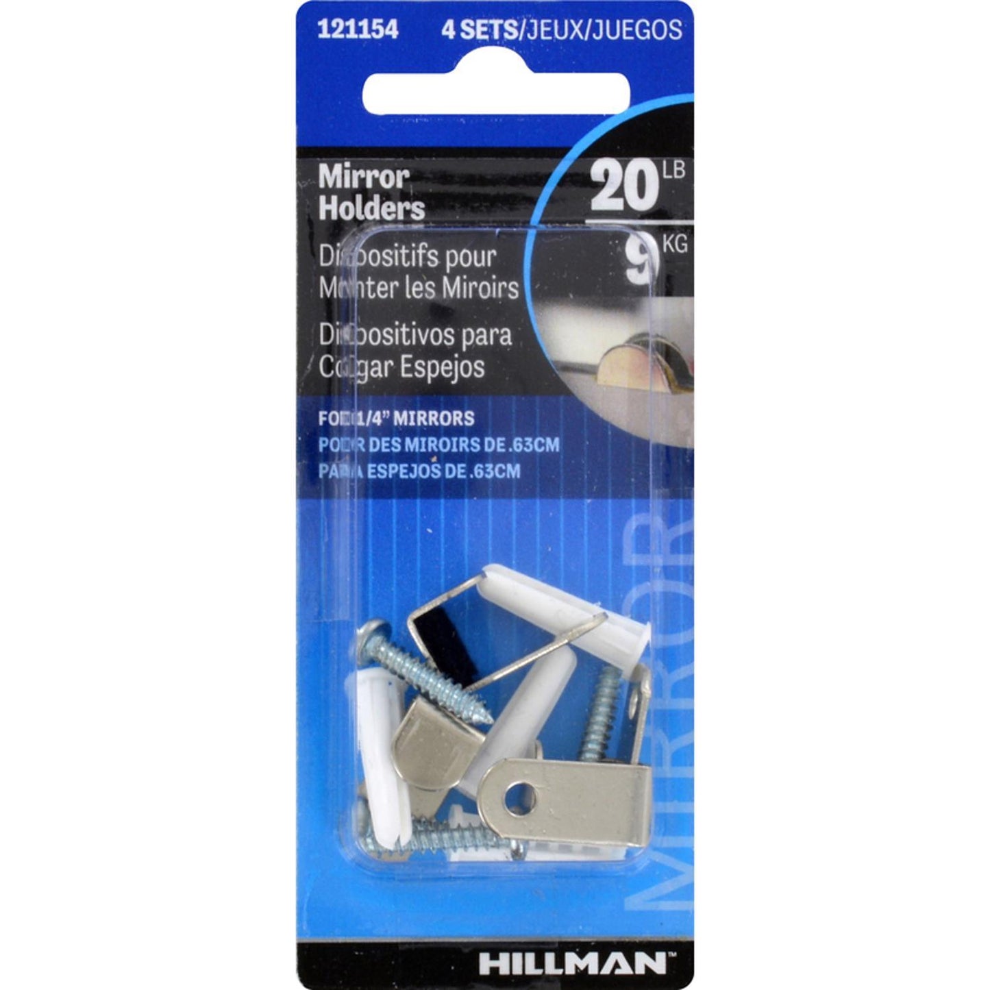 Hillman AnchorWire Silver Hidden Mirror Holder, 20 lb Capacity, 2-Pack