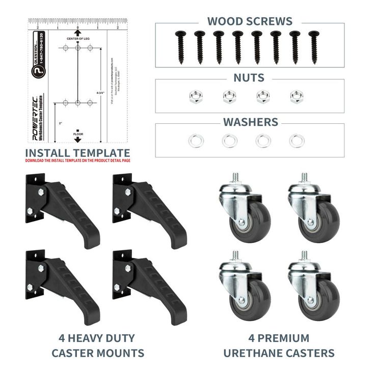 2-3/8 in. Gray Heavy-Duty Workbench Caster with 400 lb. Load Rating (4-Pack)