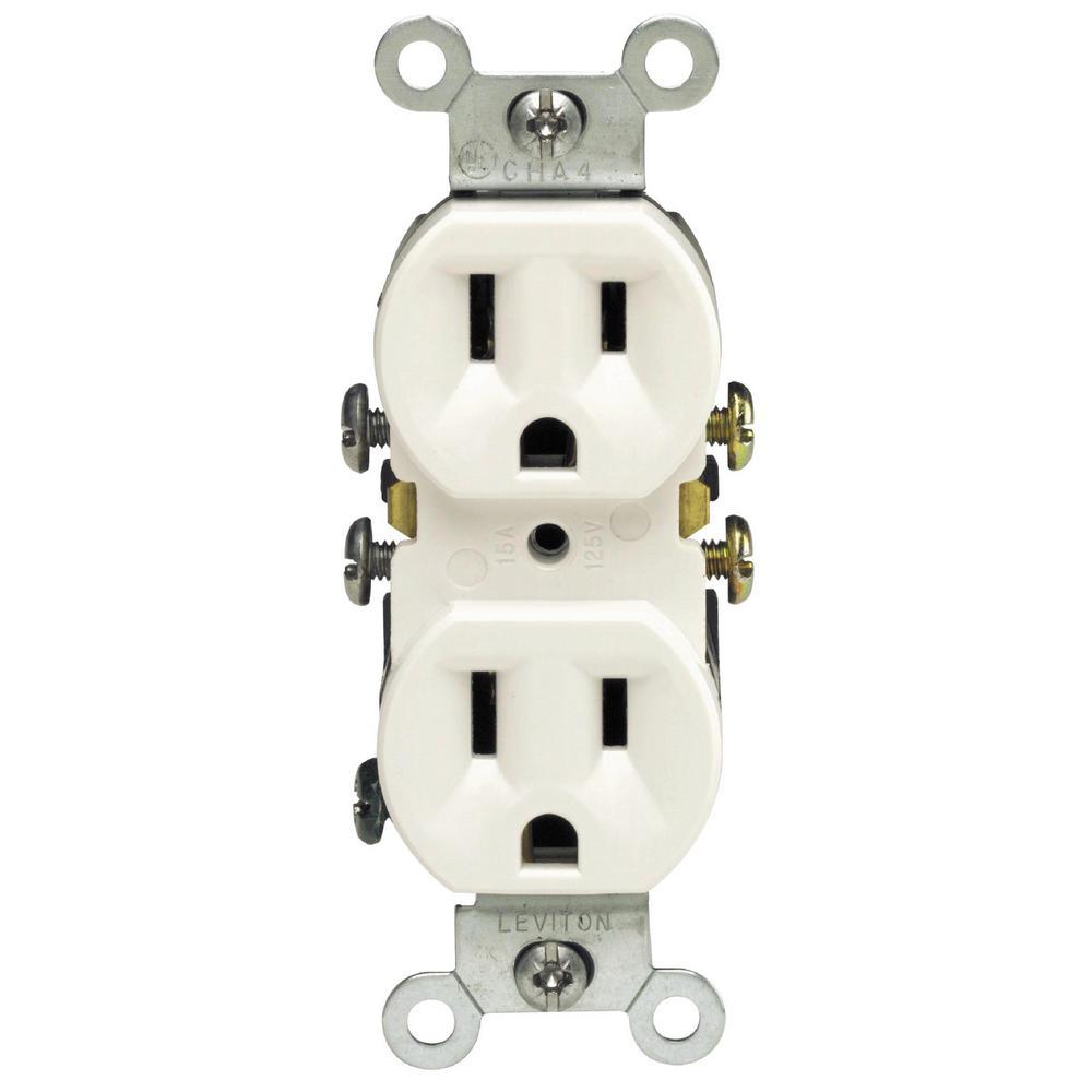 15 Amp Residential Grade Grounding Duplex Outlet, Ivory (10-Pack) - Super Arbor