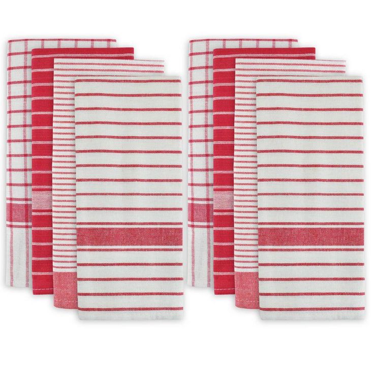 Red Cotton Basic Dish Towels (Set of 8)