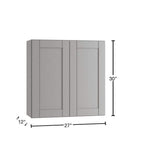 Home Decorators Collection Washington Veiled Gray Plywood Shaker Assembled Wall Kitchen Cabinet Soft Close 27 in W x 12 in D x 30 in H