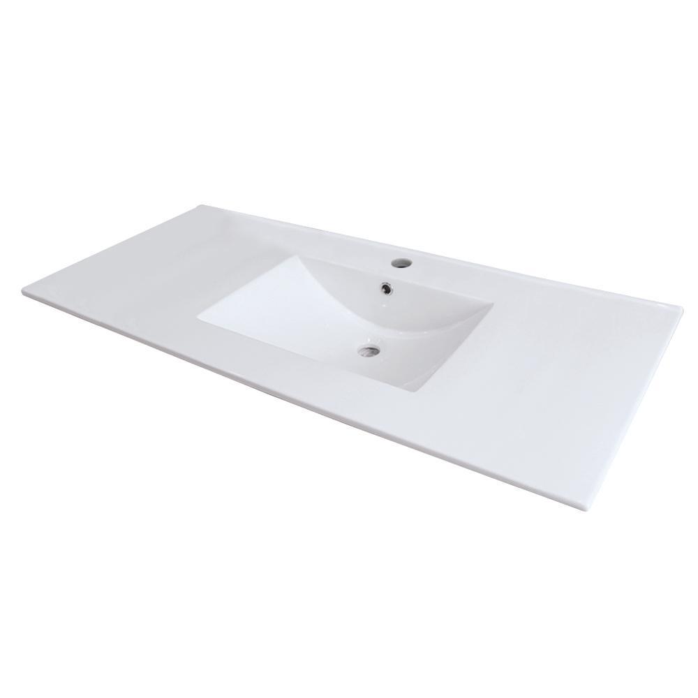 Juliette 49 in. W x 22 in. D Vitreous China Vanity Top in White with Single Faucet Hole - Super Arbor