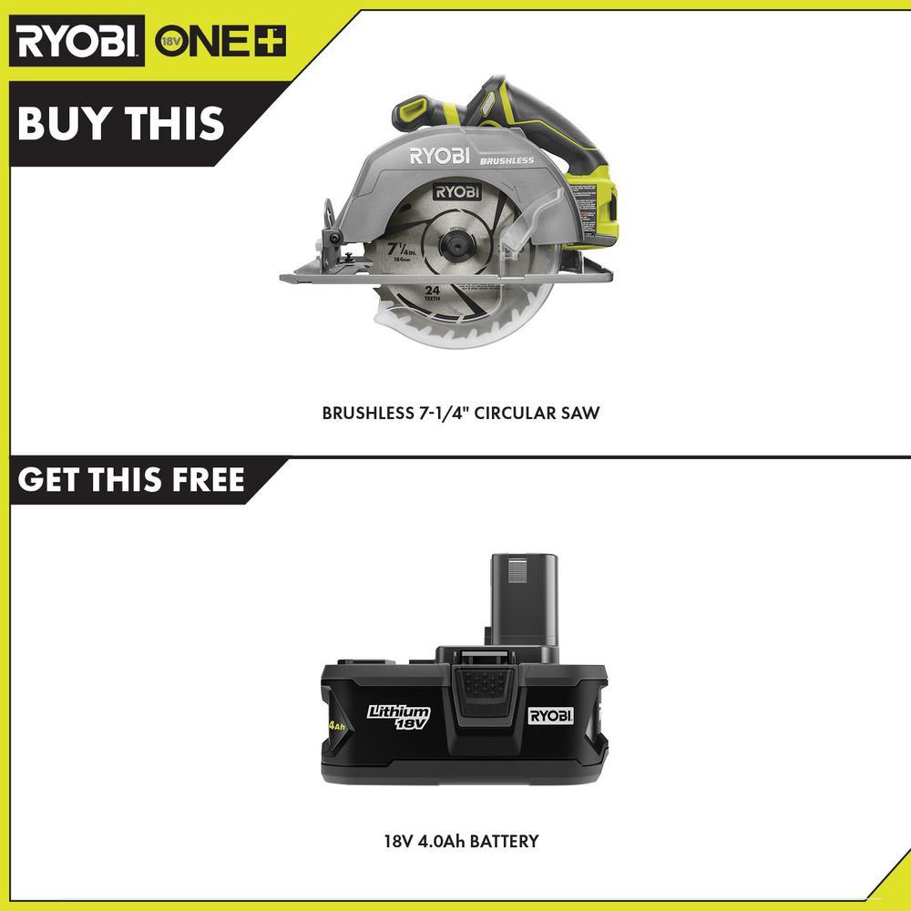 18-Volt ONE+ Cordless Brushless 7-1/4 in. Circular Saw with 4.0 Ah Lithium-Ion Battery - Super Arbor