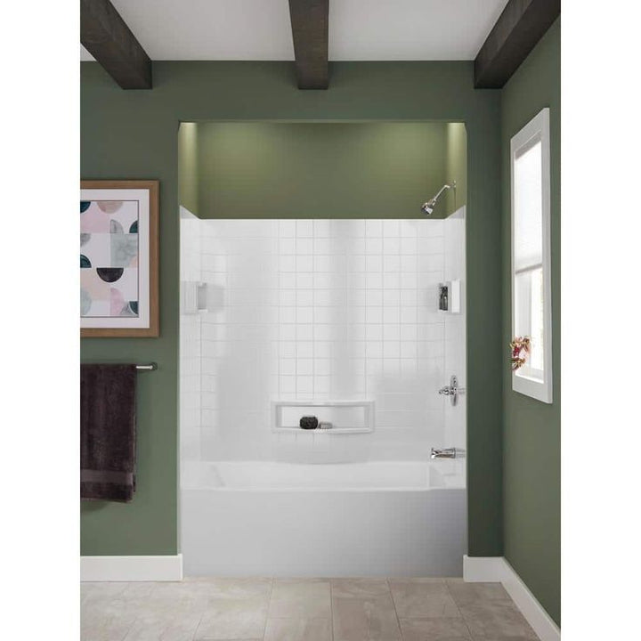 Distinction 60 in. W x 60 in. H Three Piece Glue Up Tub Surrounds in High Gloss White
