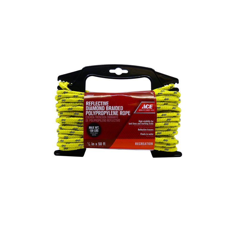 Ace 1/4 in. D x 50 ft. L Yellow Diamond Braided Poly Rope