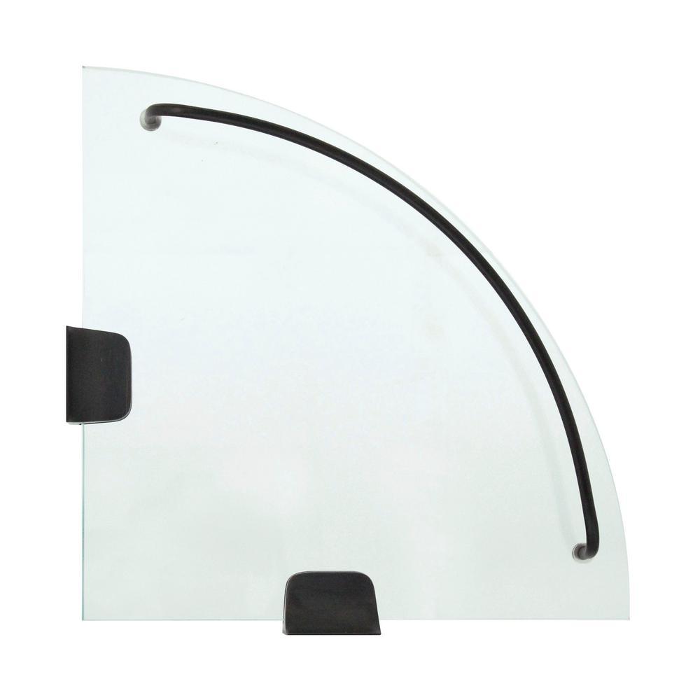 9.5 in. x 9.5 in. Glass Corner Shelf with Pre-Installed Rails in Rubbed Bronze - Super Arbor