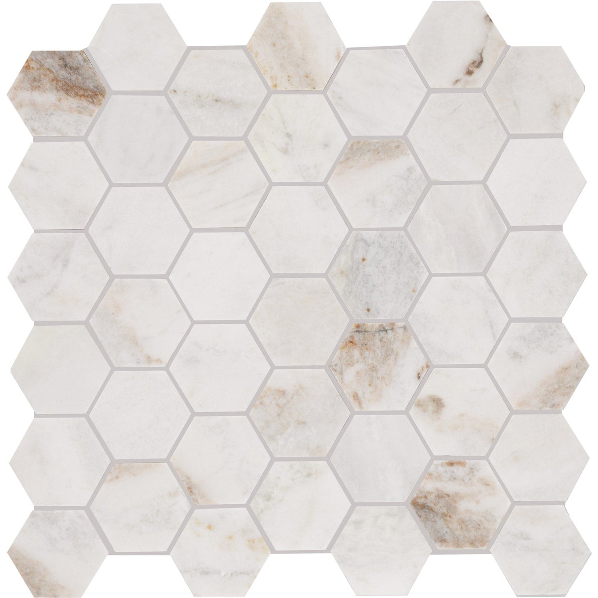 Daltile Marble Daphne White 12-in x 13-in Honed Natural stone Marble Marble look Hexagon Mosaic Floor and Wall Tile product image