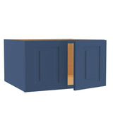 Home Decorators Collection Grayson 27 in. W x 24 in. D x 15 in. H Assembled Plywood Wall Bridge Kitchen Cabinet in Mythic Blue with Soft Close