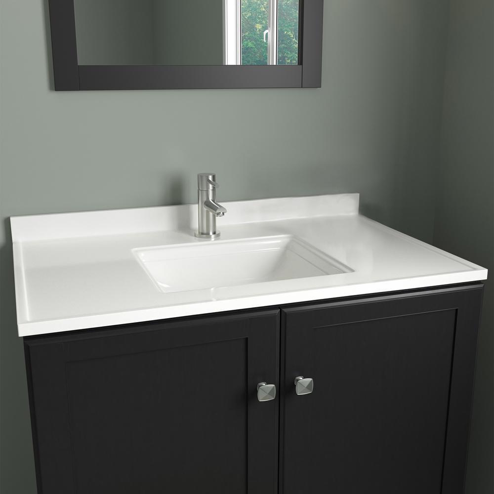 Camilla 61 in. Cultured Marble Vanity Top in Solid White with Basin - Super Arbor