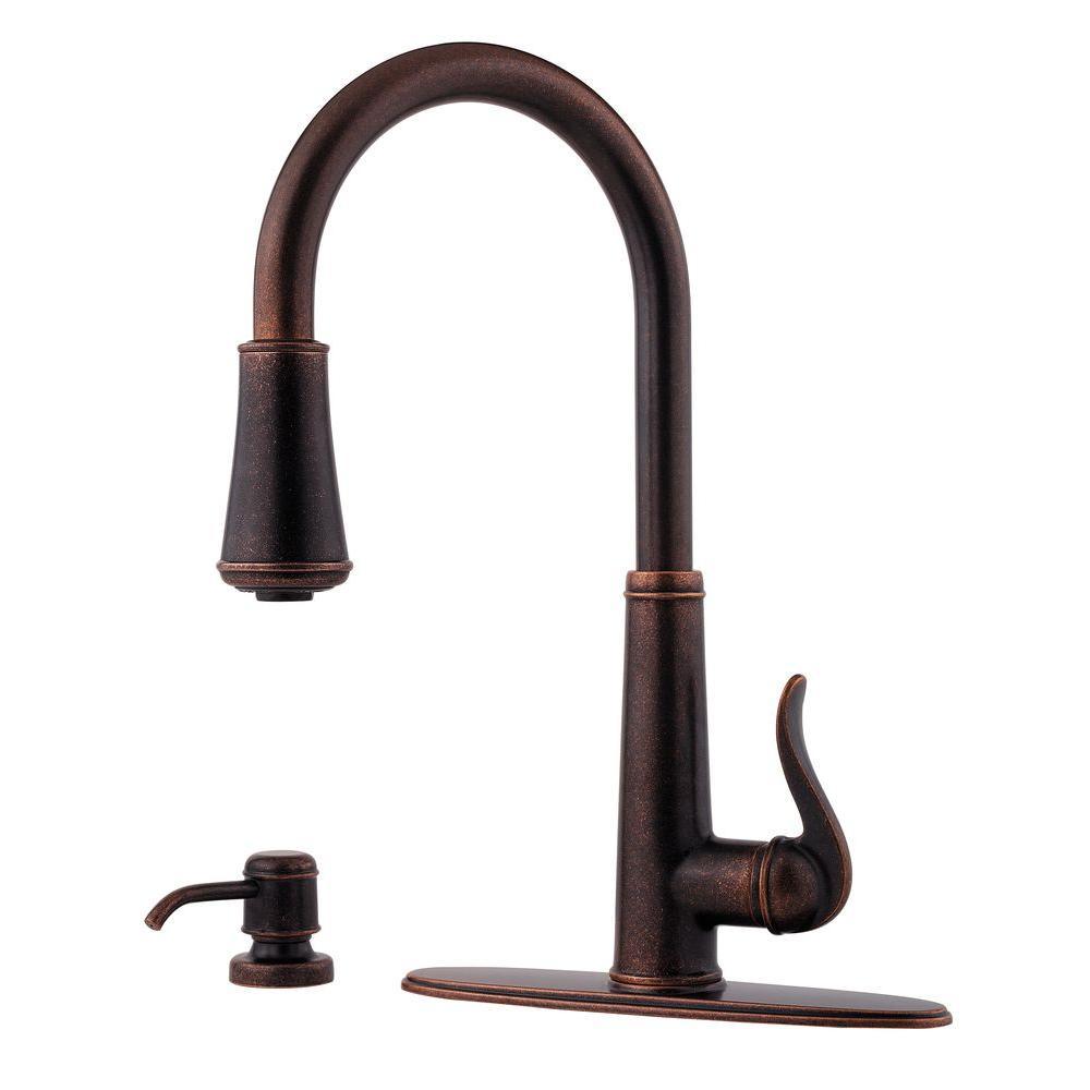 Ashfield Single-Handle Pull-Down Sprayer Kitchen Faucet in Rustic Bronze - Super Arbor