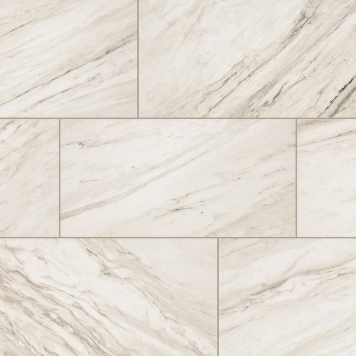 Daltile Perpetuo Timeless White 12-in x 24-in Polished Porcelain Marble look Floor and Wall Tile product image