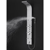 65 in. 8-Jet Rainfall Shower Panel System with Rainfall Waterfall Shower Head and Shower Wand in Stainless Steel