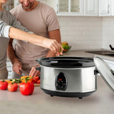 3.7 Qt. Stainless Steel Electric Slow Cooker with Heat-Tempered Glass Lid, Adjustable Temperature Control, (SLO35ABR)