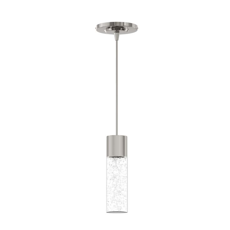 Style Selections Dunwynn Polished Nickel Modern/Contemporary Seeded Glass Cylinder LED Pendant Light