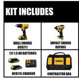 20-Volt MAX Lithium-Ion Cordless Drill/Driver and Impact Combo Kit (2-Tool) with (2) Batteries 1.3Ah, Charger and Bag - Super Arbor