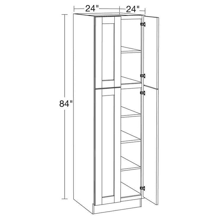 Home Decorators Collection Washington Veiled Gray Plywood Shaker Assembled Utility Pantry Kitchen Cabinet Soft Close 24 in W x 24 in D x 84 in H