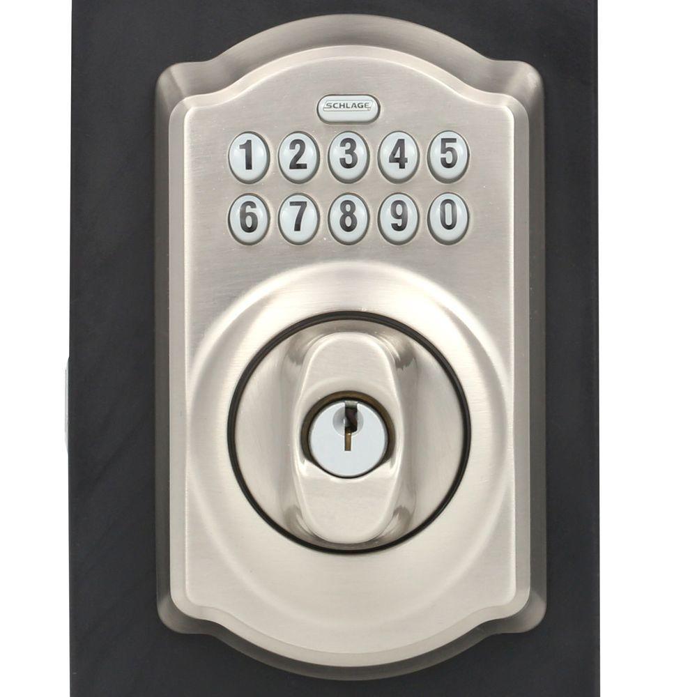 Camelot Satin Nickel Keypad Electronic Door Lock Deadbolt and Accent Lever - Super Arbor