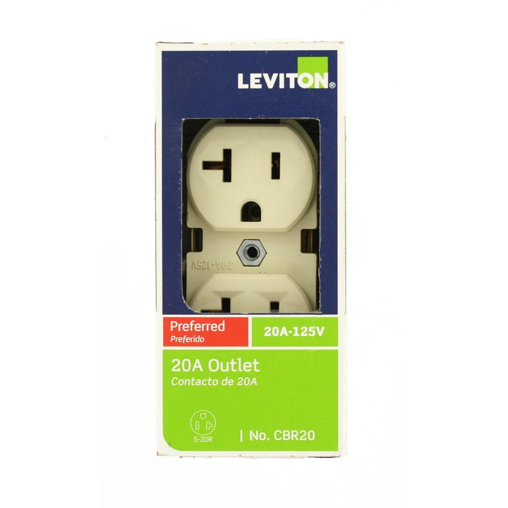 20 Amp Commercial Grade Duplex Outlet, Ivory - Super Arbor