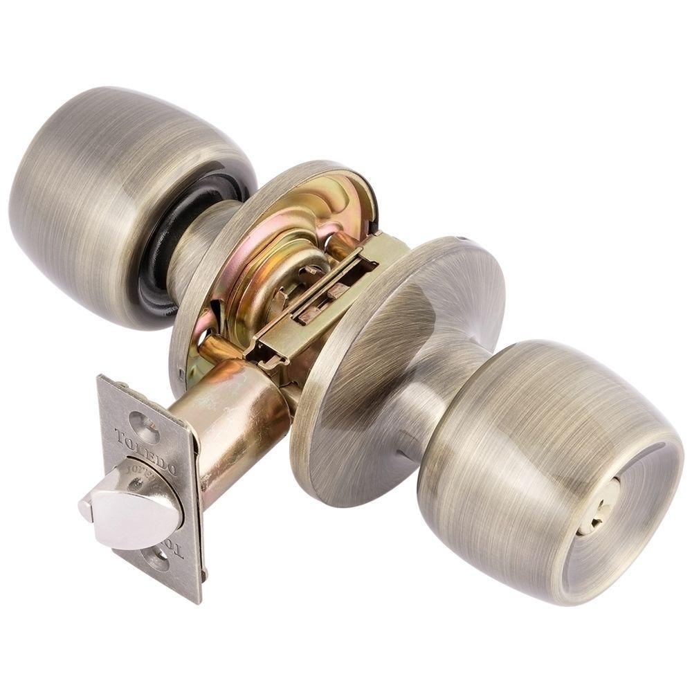 Malaga Keyed Entry Door Knob Lock Set in Satin Stainless Steel - Super Arbor