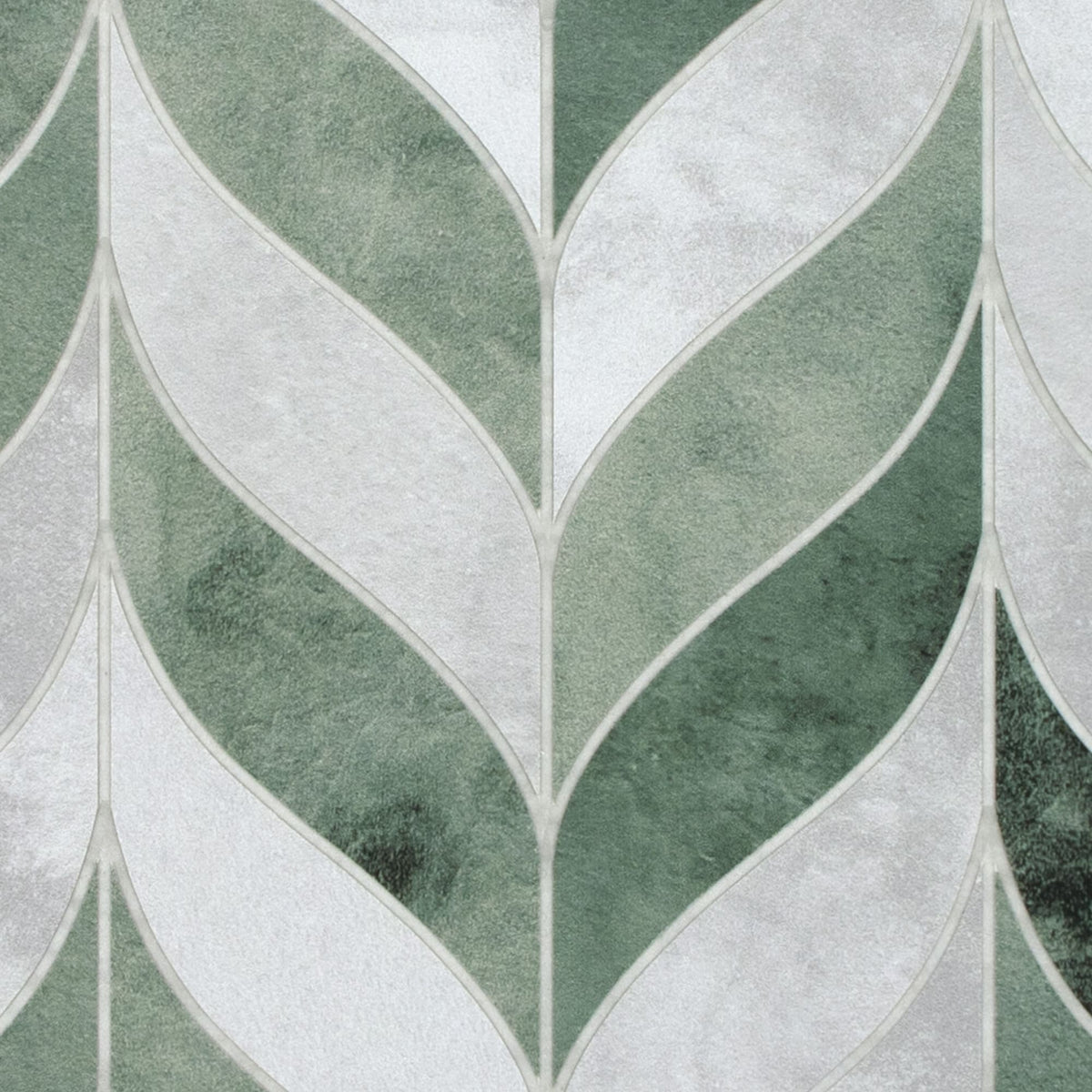 SUNWINGS Leaf Waterjet Green Cement 11-in x 12-in Matte Composite Cement look Wave Peel and stick Mosaic Wall Tile product image