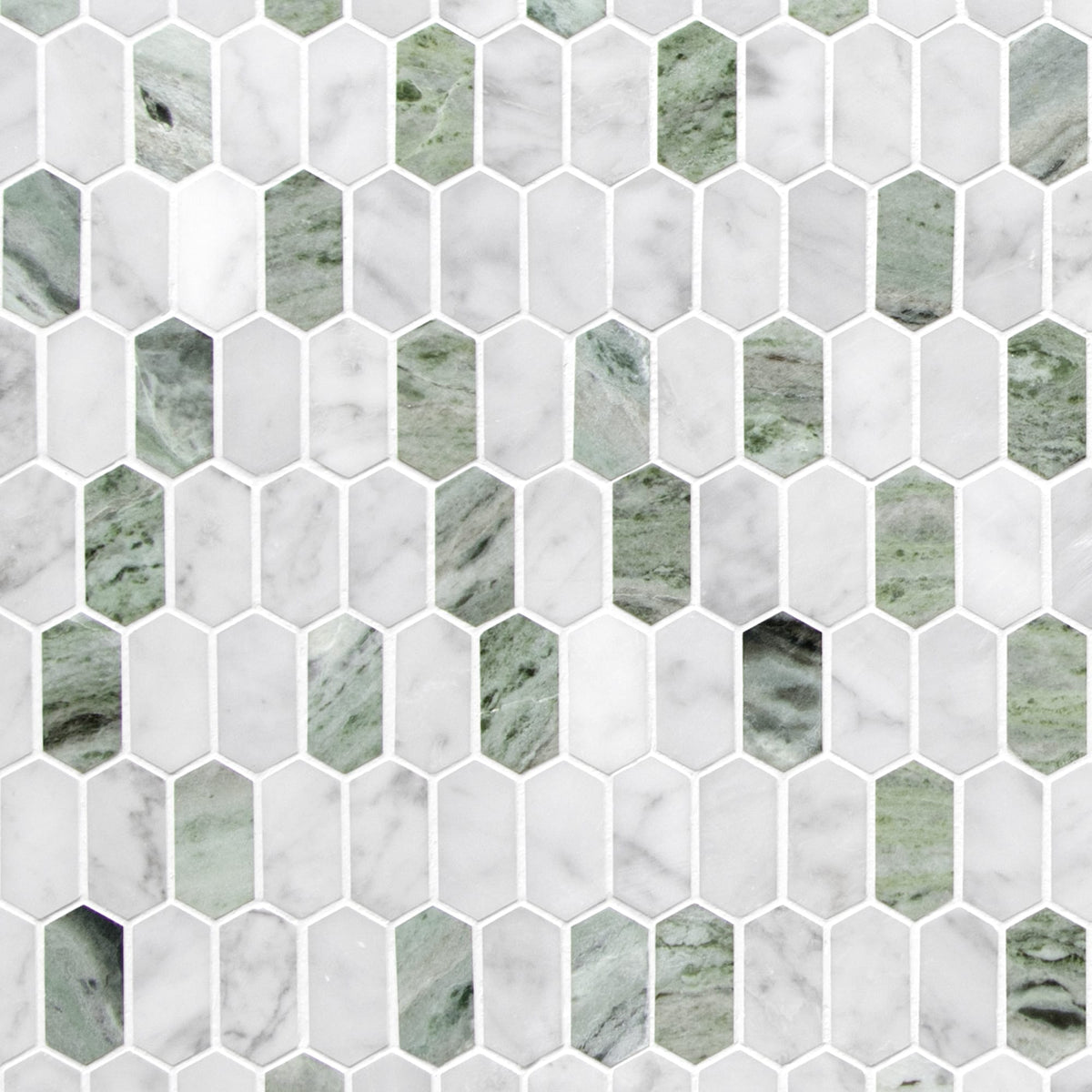 SUNWINGS Picket Green 10-in x 12-in Honed Natural stone Marble Marble look Hexagon Mosaic Floor and Wall Tile product image