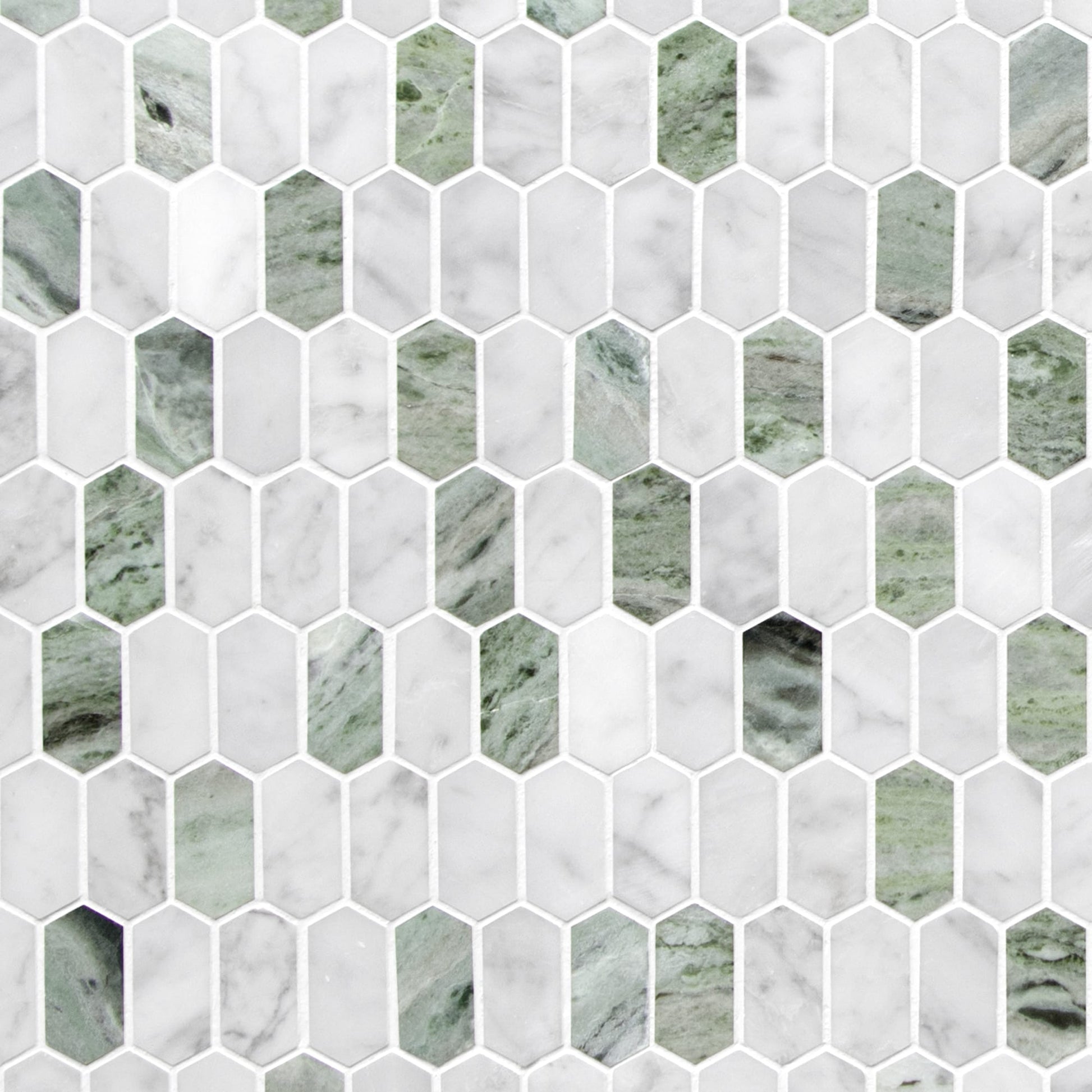 SUNWINGS Picket Green 10-in x 12-in Honed Natural stone Marble Marble look Hexagon Mosaic Floor and Wall Tile product image