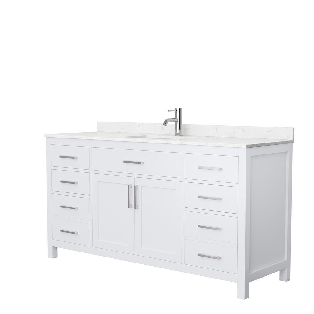 Beckett 42 in. W x 22 in. D Single Vanity in White with Cultured Marble Vanity Top in White with White Basin - Super Arbor