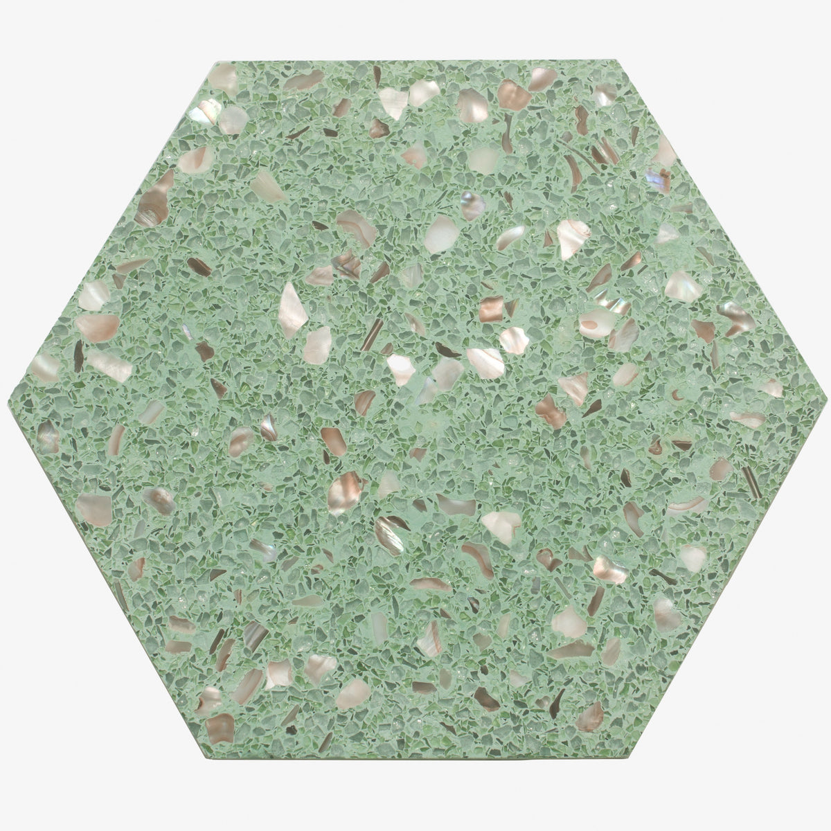 Apollo Tile Amalfi Mint Green with Copper flecks 8-in x 9-in Glossy Natural shell Patterned Hexagon Floor and Wall Tile product image