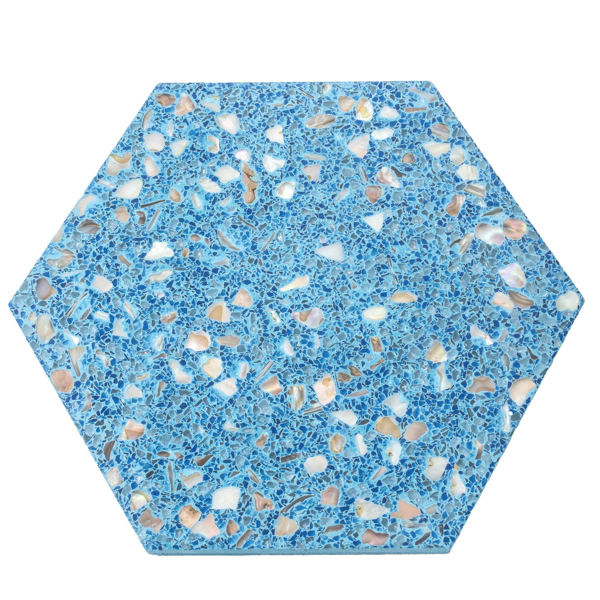 Apollo Tile Amalfi Yosemite Blue with Copper flecks 8-in x 9-in Glossy Natural shell Patterned Hexagon Floor and Wall Tile product image