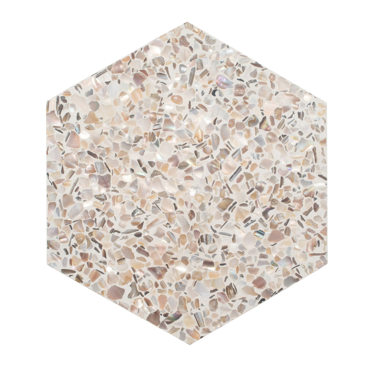 Apollo Tile Amalfi Ivory White with Copper flecks 8-in x 9-in Glossy Natural shell Patterned Hexagon Floor and Wall Tile product image