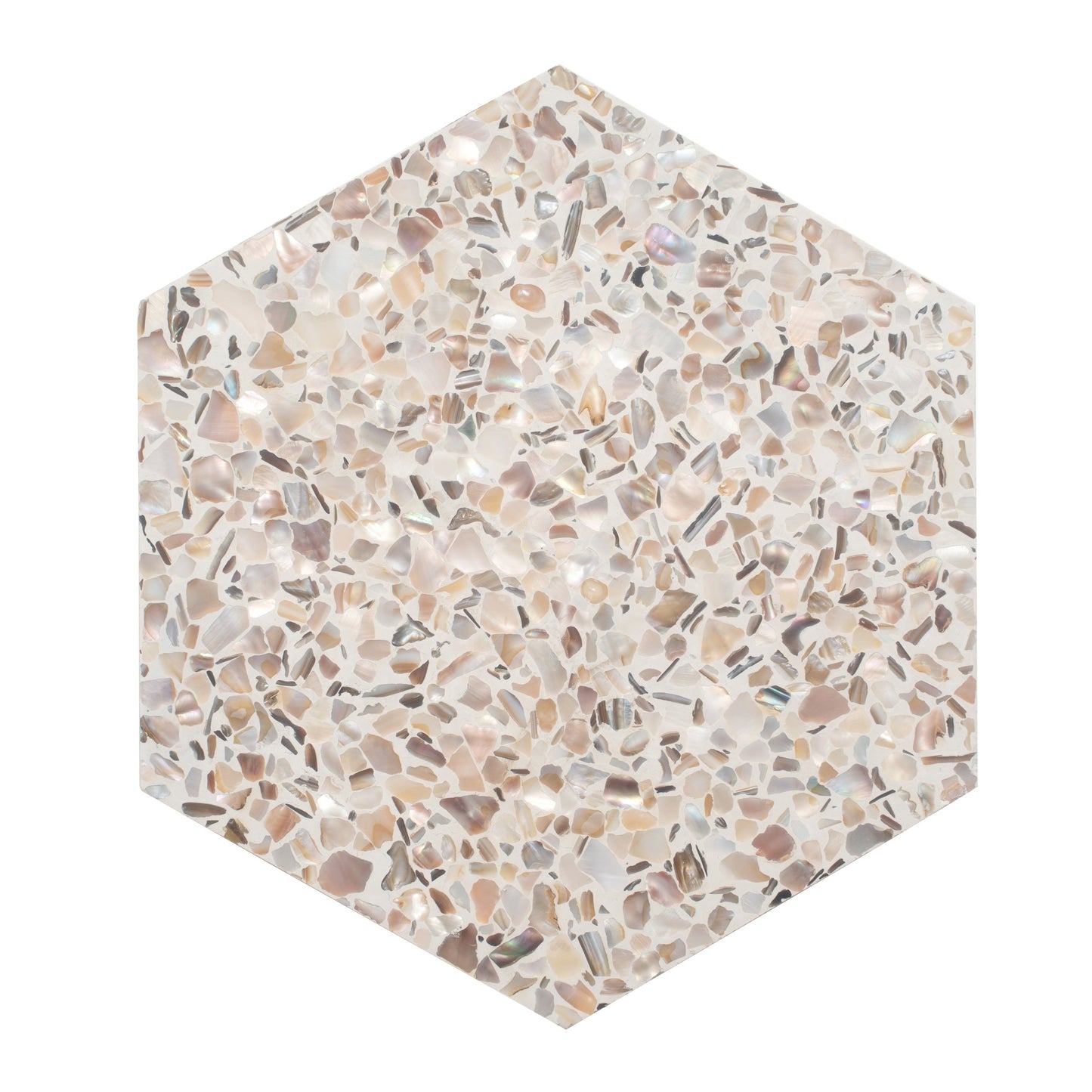 Apollo Tile Amalfi Ivory White with Copper flecks 8-in x 9-in Glossy Natural shell Patterned Hexagon Floor and Wall Tile product image