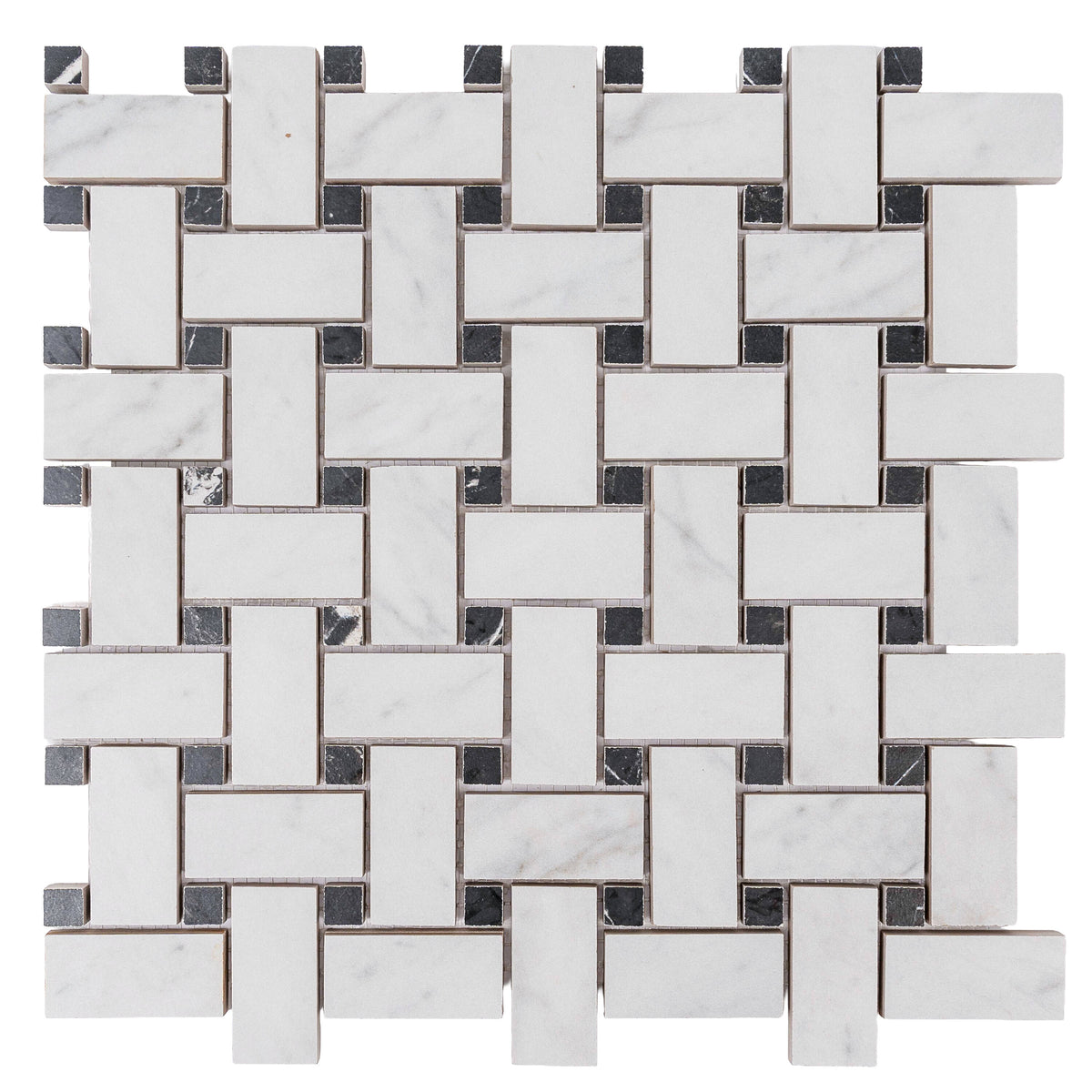 Apollo Tile Regalia White, Black 12-in x 12-in Matte Porcelain Encaustic Basketweave Mosaic Floor and Wall Tile product image