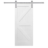 36 in. x 84 in. Primed Composite K-Plank Barn Door with Matte Black Hardware Kit - Super Arbor