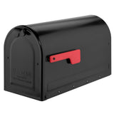 MB2 Post Mount Mailbox Black with Red Flag - Super Arbor