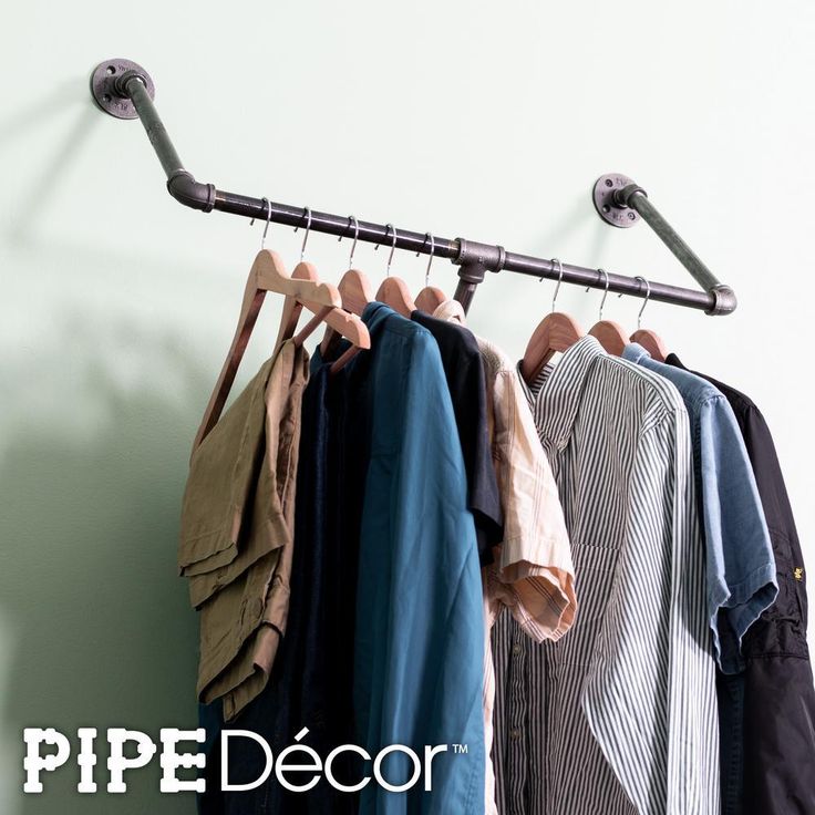 1/2 in. x 2 ft. L Black Pipe Tri-Flange Wall Mounted Clothing Rack Kit