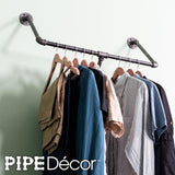 1/2 in. x 2 ft. L Black Pipe Tri-Flange Wall Mounted Clothing Rack Kit