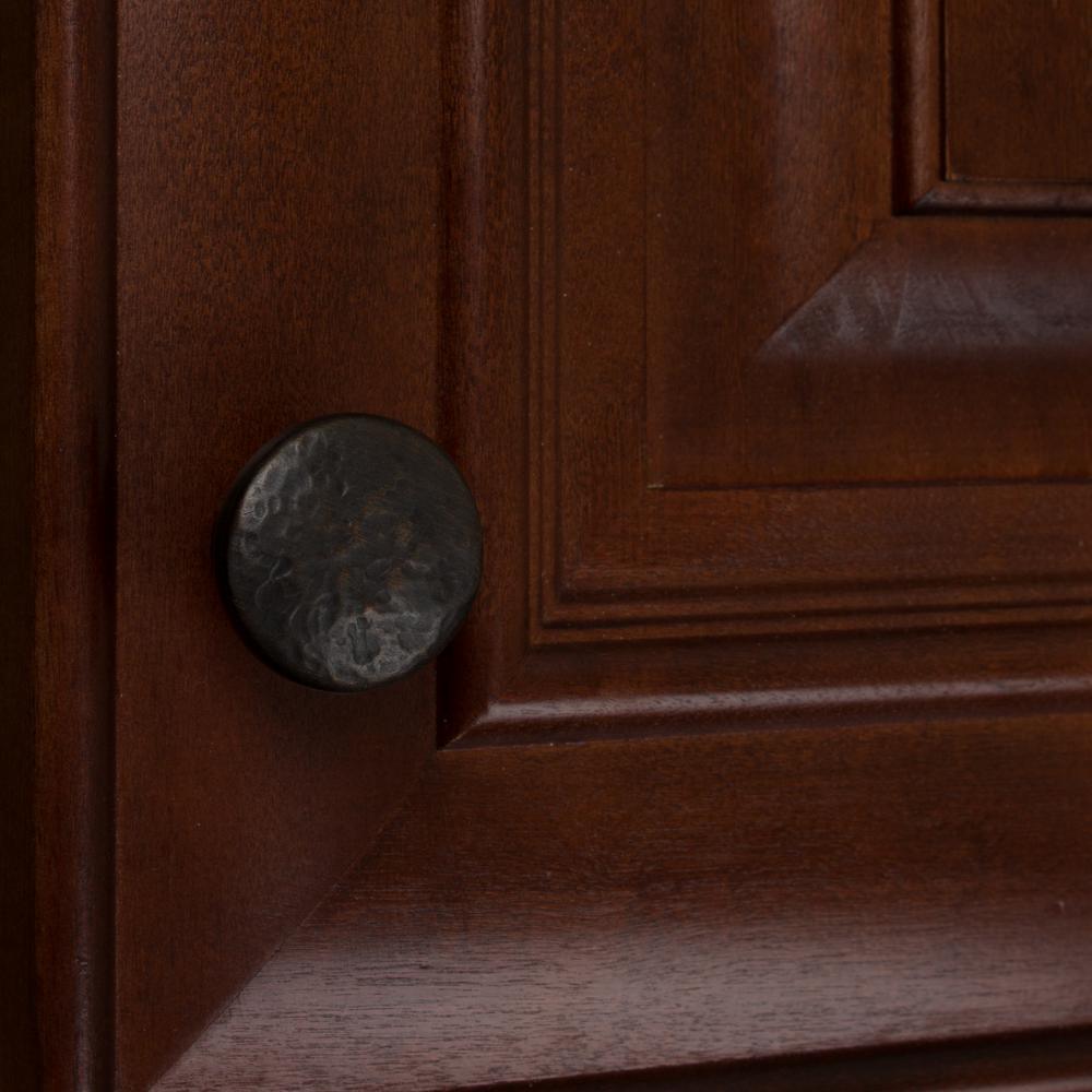 1-1/4 in. Dia Oil Rubbed Bronze Round Hammered Cabinet Knob (10-Pack) - Super Arbor