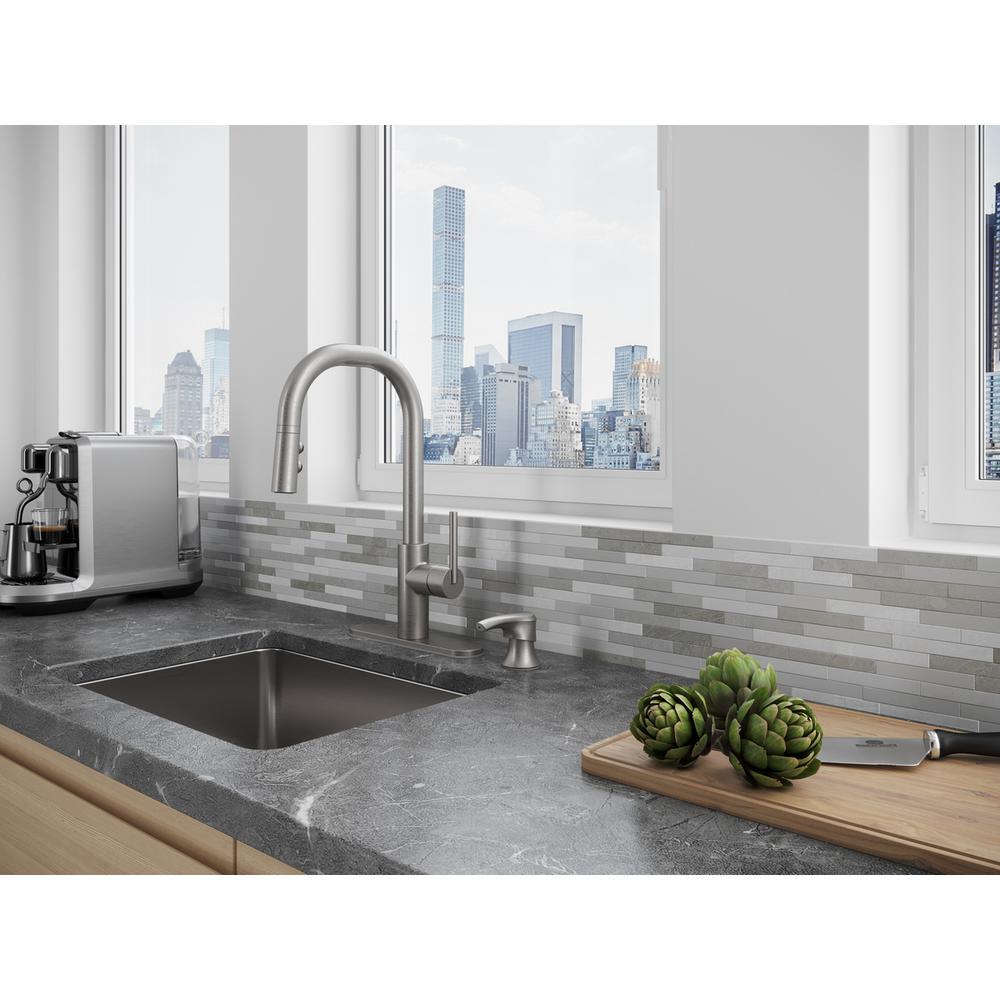 Zanna Single-Handle Pull-Down Sprayer Kitchen Faucet with Soap Dispenser in Spot Defense Stainless Steel - Super Arbor