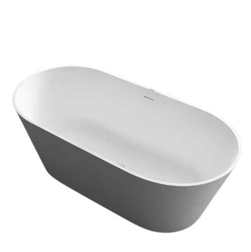Maria 67 in. Stone Resin Solid Surface Matte Flatbottom Freestanding Bathtub in White