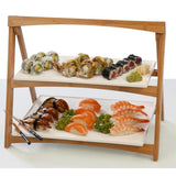 CreativeWare 2-Tiered 'TableStyles' Bamboo and Stoneware Folding Ladder Server