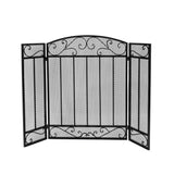 Cheswold Contemporary Black and Copper Three Panel Iron Fire Screen - Super Arbor