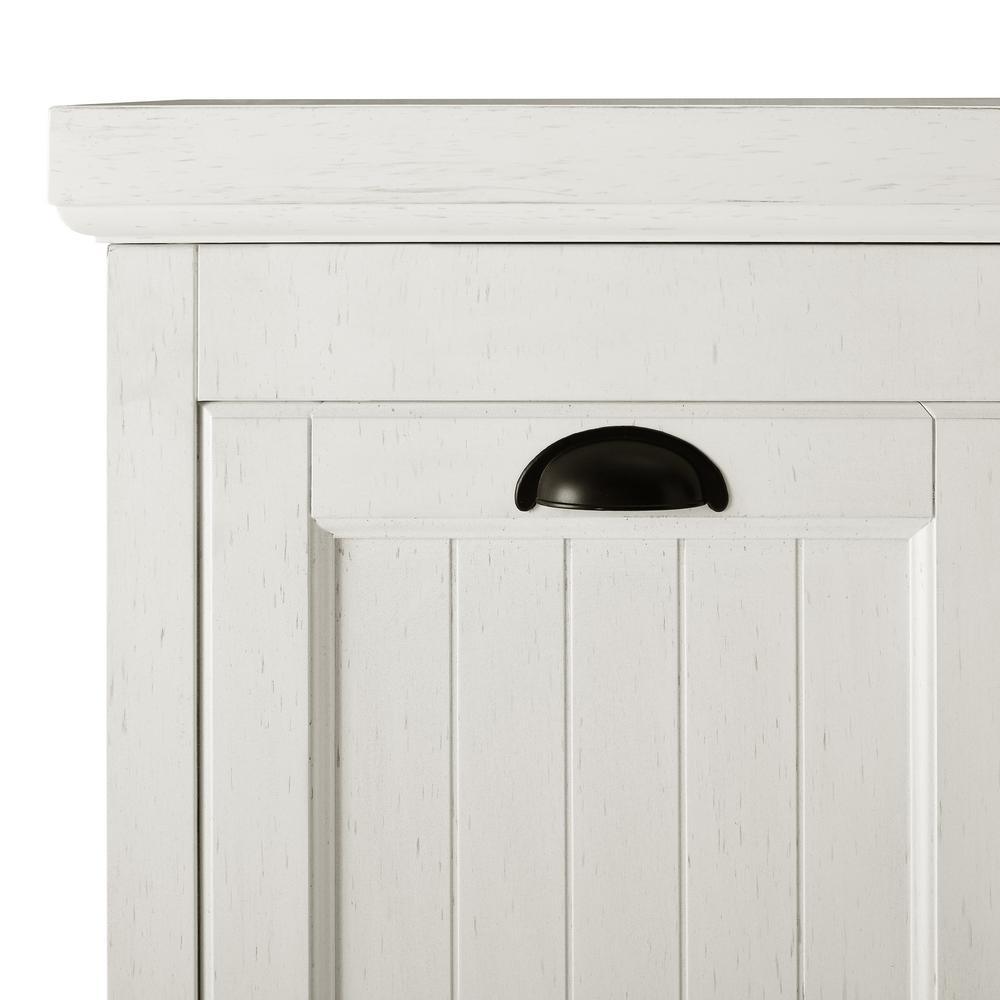 Seaside Distressed White 31 in. W Lift-Top Linen Hamper - Super Arbor