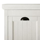 Seaside Distressed White 31 in. W Lift-Top Linen Hamper - Super Arbor