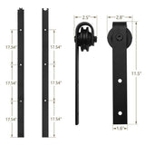 10 ft./120 in. Black Bent Strap Sliding Barn Door Track and Hardware Kit for Single Door with Floor Guide - Super Arbor