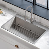 Loften All-in-One Dual Mount Drop-In Stainless Steel 33 in. 2-Hole Single Bowl Kitchen Sink with Pull Down Faucet