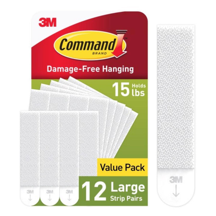 3M Command White Large Picture Hanging Strips, 16 lb Hold, 12 Pack